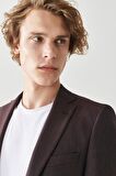 Erkek Bordo-gri Ekstra Slim Fit Dar Kesim Mono Yaka Su Ve Leke Tutmayan Nano Takım Elbise