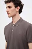 D'S Damat Regular Fit Antrasit Pike Dokulu %100 Pamuk Kıvrılmaz Polo Yaka Nakışlı T-Shirt 4HC14ORT51000