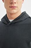 DeFacto Comfort Regular Fit Rahat Kalıp Kapüşonlu Kanguru Cepli Basic Düz Sweatshirt B4446AX24SPGN1082