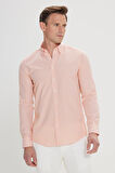 Slim Fit Dar Kesim Gizli Düğmeli Yaka Pamuklu Çizgili Gömlek