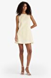 Bisiklet Yaka Keten Görünümlü Kolsuz Mini Elbise