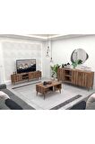 Mezza SET 1583-2072-1622 EXXEN (AHŞAP AYAKLI) TV ÜNİTESİ - ORTA SEHPA - KONSOL SETİ HAT RENGİ