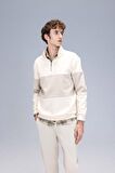 DeFacto Comfort Regular Fit Rahat Kalıp Dik Yaka Fermuarlı Çizgili Kalın Sweatshirt D2401AX24AUER42