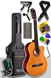 Midex CG-390M-XBAG Klasik Gitar 4/4 Sap Ayarlı Kesik Kasa (Çanta Tuner Askı Capo Metod Pena)