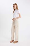 DeFacto Coool Wide Leg Kargo Yüksek Bel Keten Karışımlı Pantolon C0964AX24SMBG155