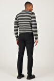 Erkek Antrasit Slim Fit Dar Kesim 5 Cepli Desenli Esnek Pantolon