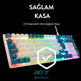 Acer eMachines EAK100 Beyaz/Yeşil USB RGB Backlight RED SWITCH Mekanik Q 101 Tuşlu Compact Gaming Klavye