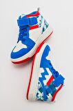 mnpc Unisex Çocuk Saks Mavi Baskı Hakiki Deri Anatomik Sneakers Bot