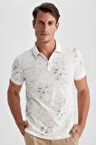 DeFacto Slim Fit Dar Kesim Polo Yaka Baskılı Kısa Kollu Tişört B0600AX23HSWT32