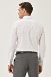 Erkek Beyaz Ütülemesi Kolay Slim Fit Dar Kesim Klasik Yaka Pamuklu Gömlek