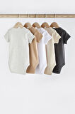 Next Baby % 100 Pamuklu Natural Kısa Kollu 5'li Body Zıbın Set