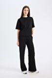 DeFacto Wide Leg Geniş Paça Eşofman Altı Beli Lastikli Cepli Basic Düz D3759AX25SPBK81