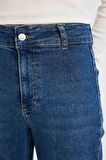 DeFacto Culotte Yüksek Bel Kısa Geniş Paça Jean Yıkamalı Pantolon D4327AX24AUNM34