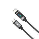 Bix Type-C to Type-C 60W Örgülü LED Dijital Ekranlı Şarj ve Data Kablosu 1 Metre