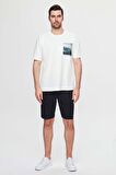 Oversize Beyaz Baskılı %100 Pamuk T-shirt 2EC14ORT05210