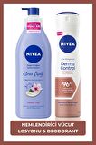 Nivea Kadın Sprey Deodorant Derma Control Clinical 150ml, Kiraz Çiçeği Nemlendirici Vücut Losyonu 400ml