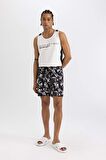 DeFactoFit Regular Fit Baskılı Esnek Dokulu Diz Boyu Sporcu Deniz Şortu B5994AX24HSBK81