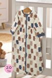 % 100 Pamuklu Uzun Kollu Ochre Yellow Floral 2 Tog Uyku Tulumu