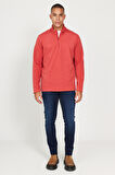 Erkek Mercan Anti-Pilling Tüylenme Yapmayan Standart Fit Dik Yaka Polar Sweatshirt