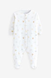 Next Baby % 100 Pamuklu Beyaz Hayvan Desenli 3’lü Tulum Set