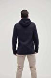 Bad Bear Kapüşonlu  Lacivert Erkek Şardonlu Sweatshirt 19.02.27.027DEFENCE HALF-ZIP