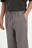 DeFacto Yazlık Gabardin Pantolon Wide Straight Bol Rahat Kesim Geniş Düz Paça Cepli C9159AX24AUGR455