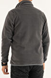 Souris Erkek Füme Dar Kalıp Anti-Pilling Tüylenme Yapmayan Tam Fermuar Softshell Garnili Polar Sweatshirt