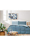 ÖZDİLEK YATAK SETİ RANFORCE TEK KİŞİLİK MALDIV-AQUA COLOURIST