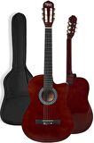 Midex CG-395BR Kahve Renk Kesik Klasik Gitar 4/4 Yetişkin Boy Sap Ayarlı Full Set