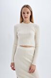 DeFacto Slim Fit Dar Kesim Bisiklet Yaka Triko Kazak A2057AX24AUBG303