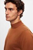 D'S Damat Regular Fit Camel Pamuk Karışımlı Yarım Balıkçı Triko Kazak 5HF06ORT16275