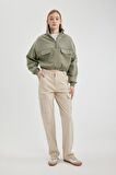 DeFacto Coool Fermuarlı Yaka Crop Kalın Sweatshirt C4395AX24SPKH461