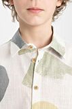 DeFacto Erkek Çocuk Oversize Geniş Kalıp Polo Yaka Desenli Kısa Kollu Gömlek B6114A824SMER110