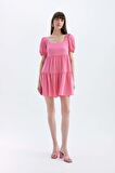 DeFacto Babydoll Kare Yaka Kısa Kollu Midi Elbise C5291AX24HSPN625