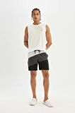 DeFactoFit Regular Fit Baskılı Esnek Dokulu Sporcu Kısa Boy Deniz Şortu B5997AX24HSAR202
