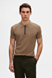 Twn Slim Fit Vizon Pike Dokulu Yarım Fermuarlı Polo Yaka T-Shirt 4EC14ORTFRPLO