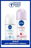 Nivea Kadın Roll-on Deodorant Fresh Cherry 50ml Ve Mini Roll-on Fresh Natural 25ml, 48 Saat Koruma
