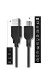  Mini Usb To Usb Data Şarj Kablosu Kamera Mp3 Mp4 Ps3 Radyo Navigasyon Şarj Kablosu Piramit Uç 1.5 Metre