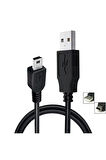  Mini Usb To Usb Data Şarj Kablosu Kamera Mp3 Mp4 Ps3 Radyo Navigasyon Şarj Kablosu Piramit Uç 1.5 Metre