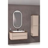 PIER 100 CM BEYAZ LAVABOLU BANYO DOLABI VİZON / KAYIN - BOY DOLAP DAHİL