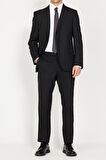 Erkek Siyah Regular Fit Geniş Kesim Siyah Takım Elbise