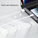 Deji Samsung Micro USB Şarj ve Data Kablosu Örgülü Beyaz 1.2M