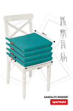 Xpermate Fermuarlı 4'lü  Sandalye Minderi Su İtici Kumaş 40x40Cm Sünger Sandalye Minderi Bağcıklı Turkuaz