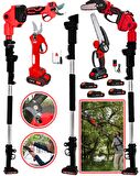 Wacker Germany 3 Lü set Red 2400 Vf Brushles Motor 4 ADET Akülü 2.7 Metre Teleskopik Hediyeli + Akülü Dal Budama + Bağ Makası