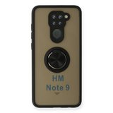 Xiaomi Redmi Note 9 Kılıf Montreal Yüzüklü Silikon Kapak - Siyah