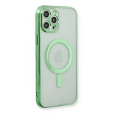 Apple Uyumlu İphone 12 Pro Kılıf Magneticsafe Lazer Silikon - Haki Yeşil