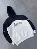 Kadın 3 İplik Pamuklu Parçalı Nakış İşlemelı Kapüşonlu Sweatshirt Hoodie - Siyah