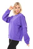 defy's Kadın Oversize Sweat Kol Detaylı Mor