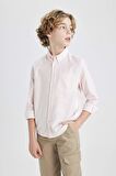 DeFacto Erkek Çocuk Polo Yaka Oxford Basic Düz Uzun Kollu Gömlek B5978A824SMPN681