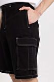 DeFacto Relax Fit Kargo Cepli Bermuda Şort B7639AX24SMBK81